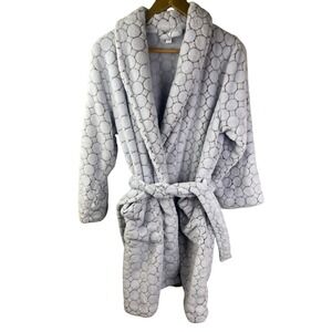 Charter Club Woman's Blue Geometric Knee Length Robe Plush Granny Core XL